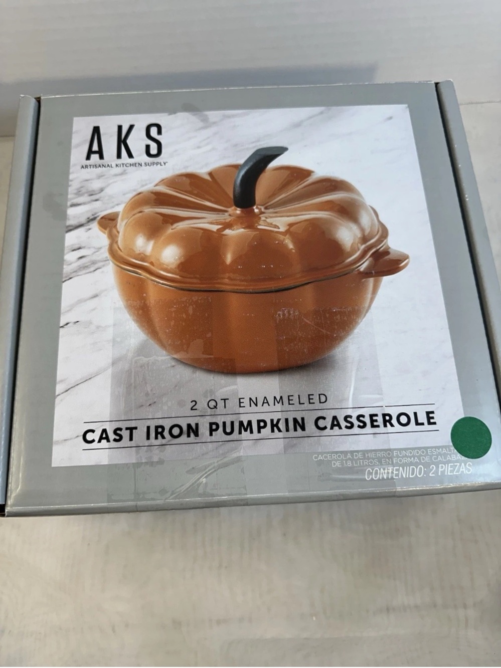 AKS Enamelware  Pumpkin Shaped Casserole Dish With Lid